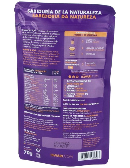 Açai Liofilizado Superalimento 70Gr. Bio