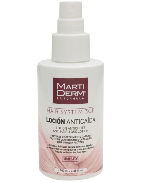 Martiderm Hair System 3Gf Loción Anticaída Unisex, 100 Ml