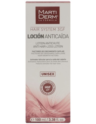 Martiderm Hair System 3Gf Loción Anticaída Unisex, 100 Ml