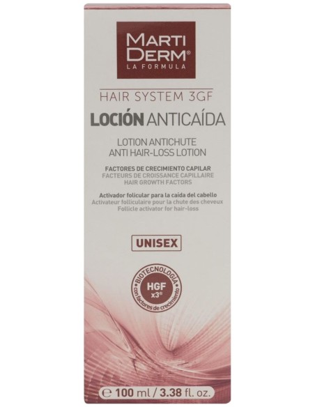 Martiderm Hair System 3Gf Loción Anticaída Unisex, 100 Ml