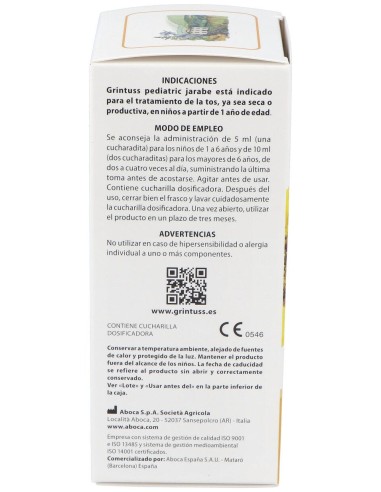 Aboca Grintuss Pediatric Tos Seca Y Productiva Jarabe 180G