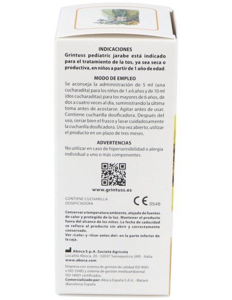 Aboca Grintuss Pediatric Tos Seca Y Productiva Jarabe 180G