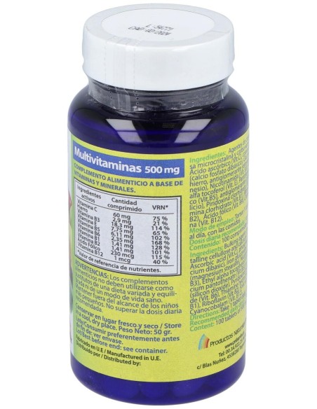 Multivitaminas 500Mg. 100Comp.