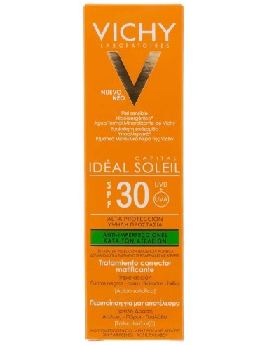 Vichy Idéal Soleil Cuidado Protector Anti-Imperfecciones 3 En 1 Spf30+ 50Ml