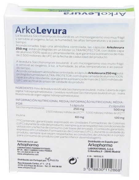Arkopharma Arkolevura Saccharomyces Boulardii 250Mg 10Caps