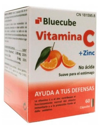 Bluecube Vitamina C + Zinc, 60 Cápsulas