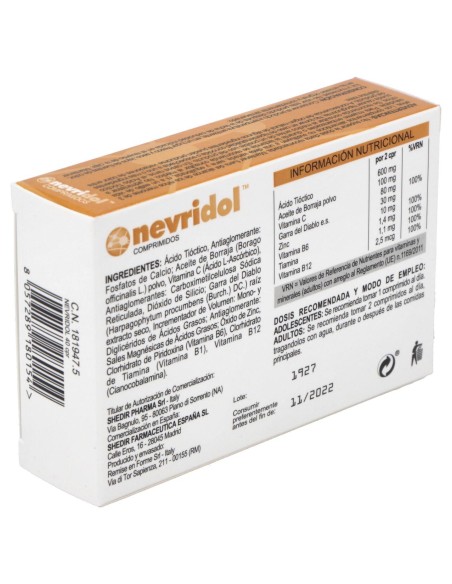 Nevridol, 40 Comprimidos