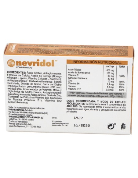 Nevridol, 40 Comprimidos