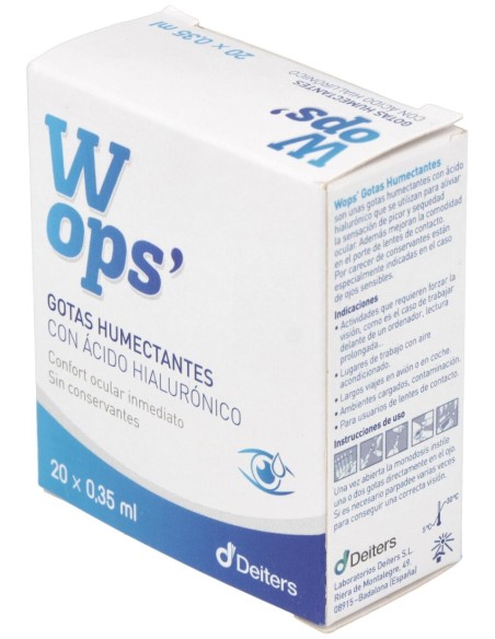 Wops Gotas Humectantes Ácido Hialurónico, 20 Monodosis