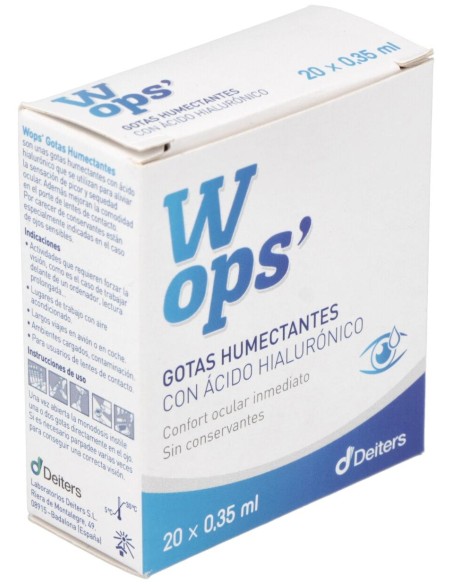 Wops Gotas Humectantes Ácido Hialurónico, 20 Monodosis