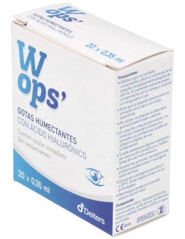 Wops Gotas Humectantes Ácido Hialurónico, 20 Monodosis