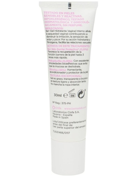 Be+ Cuidado Femenino Gel Hidratante Vaginal Interno 30Ml