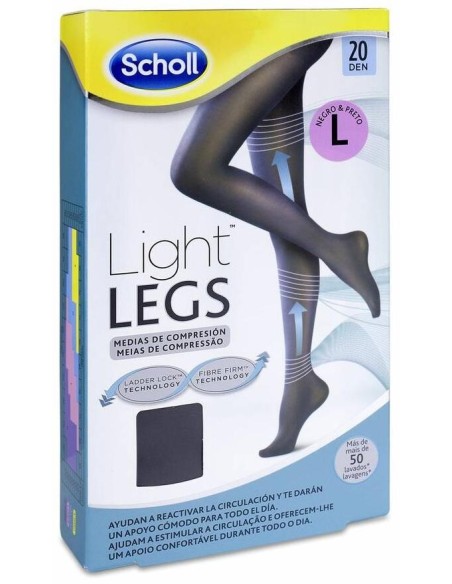 Scholl Light Legs Medias De Compresión Ligera 20 Den Negro Talla L, 1 Ud