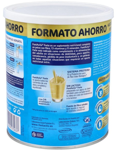 Ordesa Fontactiv Forte Sabor Vainilla 800G