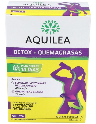 Aquilea Detox + Quemagrasas Sabor Piña, 10 Uds