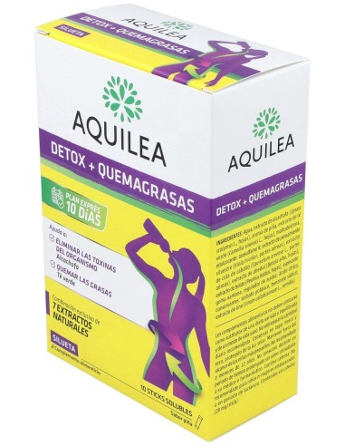 Aquilea Detox + Quemagrasas Sabor Piña, 10 Uds