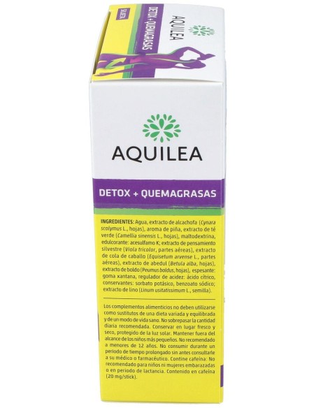 Aquilea Detox + Quemagrasas Sabor Piña, 10 Uds