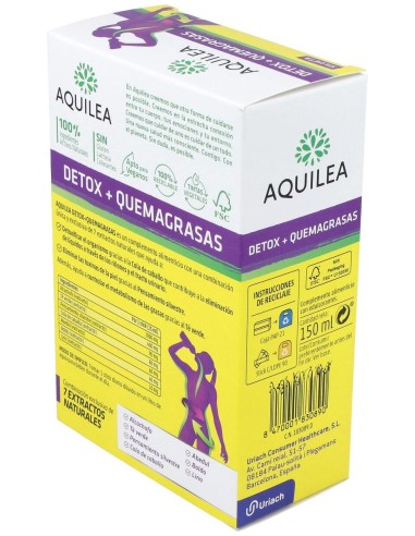 Aquilea Detox + Quemagrasas Sabor Piña, 10 Uds
