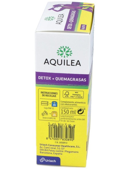 Aquilea Detox + Quemagrasas Sabor Piña, 10 Uds