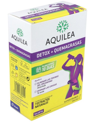 Aquilea Detox + Quemagrasas Sabor Piña, 10 Uds