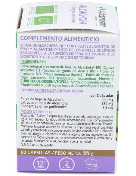 Arkopharma Arkocápsulas Alcachofa, 80 Cápsulas