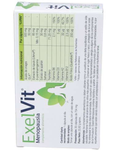 Exelvit Menopausia, 30 Cápsulas
