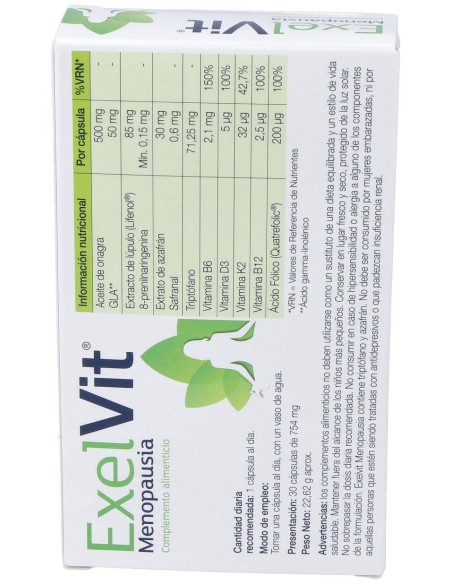 Exelvit Menopausia, 30 Cápsulas