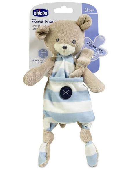 Chicco Guarda Chupetes Pocket Friend Azul, 1 Unidad
