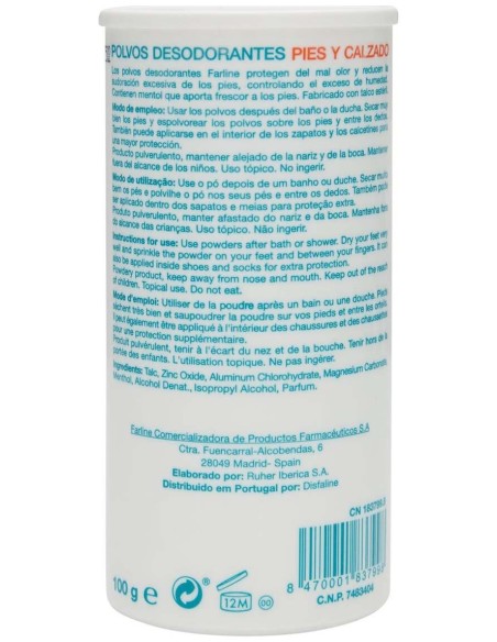 Farline Polvos Desodorantes De Pies, 100 G