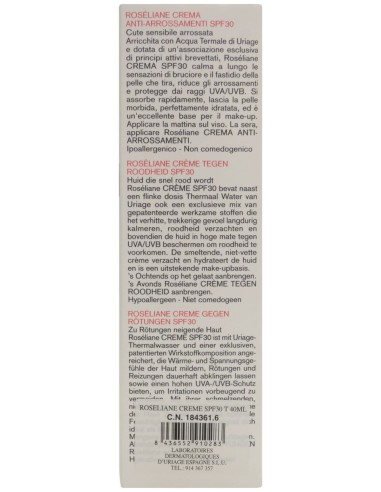 Uriage Roséliane Crema Antirojeces Spf 30, 40 Ml