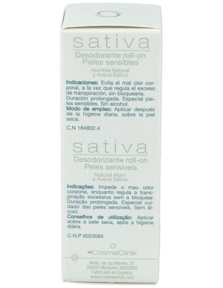 Sativa Desodorante Natural Cosmeclinik Roll On 75Ml
