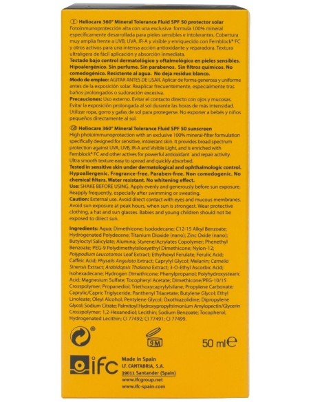 Heliocare 360º Mineral Tolerance Fluid Protector Solar Spf50 50Ml