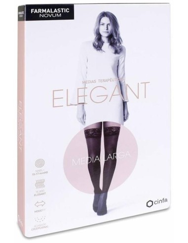 Farmalastic Novum Elegant Media Larga Compresión Ligera T0 Caviar, 1 Par