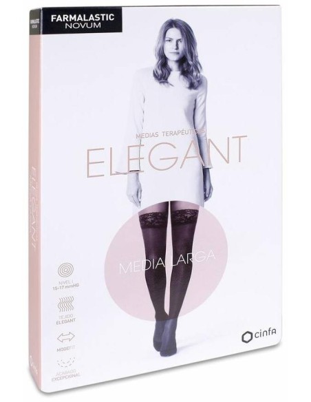 Farmalastic Novum Elegant Media Larga Compresión Ligera T0 Caviar, 1 Par