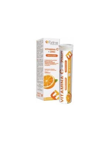 Farline Vitamina C + Zinc, 20 Comprimidos Efervescentes